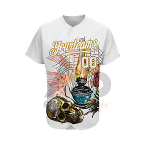 Maillots de baseball personnalisés en gros, 100% polyester, respirants, séchage rapide, antibactériens, col en V, couleurs personnalisées, noms d'équipes, logos, OEM - Product Image 6