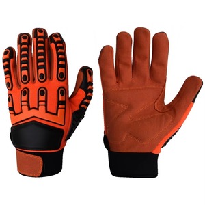 Heavy Duty Industry Mechanic Rigger Cuero Antidesgaste Resistente a perforaciones Trabajo Seguridad Tpr Guantes de alto impacto con logotipo personalizado - Product Image 5