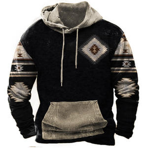 Sweat à capuche long vintage pour homme, imprimé numérique Western, style cowboy, tricoté pour l'automne et l'hiver - Product Image 3