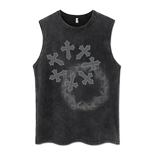 Camiseta sin mangas vintage para hombre, estilo High Street, camiseta sin mangas, ropa de calle, camiseta hipster - Product Image 1