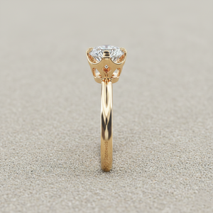 Bague de fiançailles solitaire à pointe de boussole plaquée or rose |   pour bague en diamant cultivé en laboratoire certifié |   Bague de fiançailles minimaliste - Product Image 5