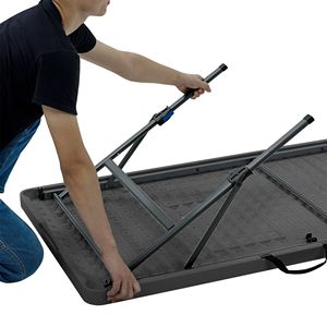 Tavolo Pieghevole in Plastica Resistente da 2,4 Metri Nero per Interni ed Esterni Antigraffio e Protetto dai Raggi UV - Product Image 4