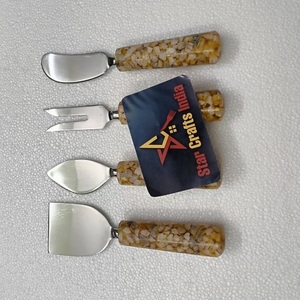 Ensemble de couteaux à fromage plaqués or de qualité supérieure avec manches en écaille de tortue, ensemble de couteaux à fromage et spatules, outil de cuisine en gros, spatule à beurre - Product Image 2