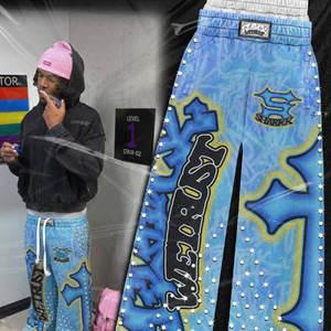 Men's Hip Hop Harem Pants Elastic Waist Sublimation Print Crystal <b>Decoration</b> Lightweight Polyester Summer Streetwear Joggers - Product Image 4
