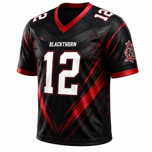 Uniforme de Fútbol Americano Sublimado con Cuello en V, Manga Corta, Spandex/Poliéster, Blanco y Negro, Absorbe la Humedad, con Nombre de Jugador - Product Image 4