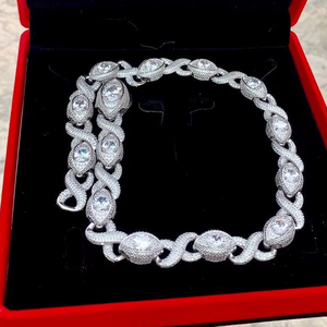 Chaîne cubaine Miami en argent sterling 925 avec 2 rangs de moissanite VVS de 14 mm, certifiée IGI, écologique, style hip-hop - Product Image 1