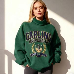 Suéter Largo de Punto para Mujer, Estilo Oversize, Cuello Alto Simulado, Corte Holgado, Informal, Inspirado en la Moda Urbana Moderna, para Uso Diario - Product Image 2