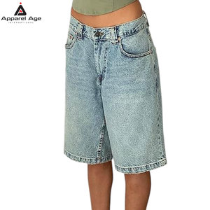 Shorts en jean baggy pour femmes, coupe droite, longueur genou, décontractés, avec poches - Product Image 4