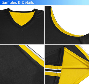 เสื้อบาสเก็ตบอล SANGLASPORTS แบบคอวี แขนกุด ผ้าตาข่าย โพลีเอสเตอร์ 100% แห้งเร็ว 180 กรัม สีดำเหลือง เสื้อกีฬาสำหรับฝึกซ้อมทีม - Product Image 6