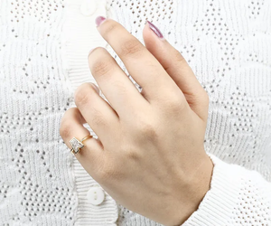 แหวนเพชรรูปตัวอักษรแหวนทองแข็งแหวนเพชรเริ่มต้นแหวนเพชรตัวอักษรแหวนตัวอักษรเริ่มต้นปรับแต่งได้ - Product Image 3