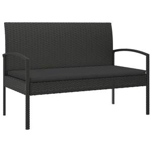 Petit banc de jardin en rotin PE noir avec structure en acier thermolaqué et assise en mousse - Product Image 2