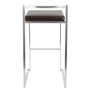 Contemporary Fuji Stackable Barstool by Fuji Set of 2 Brown Faux <b>Leather</b> Modern Style <b>Bar</b> <b>Stools</b> - Product Image 4