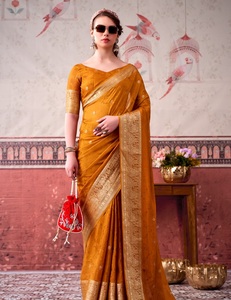 Indian Traditional Ethnic Casual Saree with Printed with Zari Weaving Work for Daily Wear and Festive Function for Women Outfit - Product Image 1