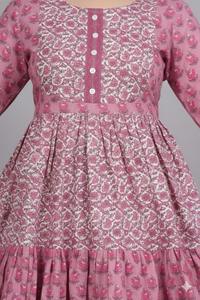 Kurti Anarkali en coton tissé à imprimé floral pour femmes, longueur au sol, manches 3/4, vêtements décontractés, vêtements traditionnels pour occasions spéciales - Product Image 2