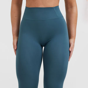 Leggings Largos de Cintura Alta para Mujer, Color Verde Azulado Sólido, Tejidos en Spandex y Nailon Elástico, Deportivos, para Todas las Temporadas - Product Image 4