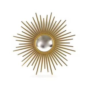 Espejo de Pared Redondo Moderno Estilo Farmhouse con Diseño de Rayos de Sol en Latón con Acabado Dorado, Hecho a Mano, Ecológico, Fácil Instalación - Product Image 1