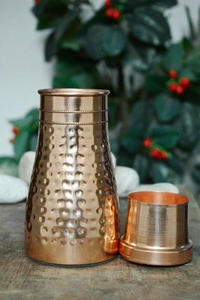 Carafe en cuivre avec couvercle, design classique, réutilisable, pour eau potable, pour chambre à coucher, table de chevet, cuisine, maison, cadeaux, compatible lave-vaisselle - Product Image 4