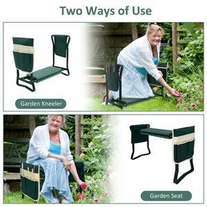 Tabouret de jardin multifonctionnel en acier avec sac à outils et coussin de genouillère EVA - Genouillère de jardin pliable - Product Image 6