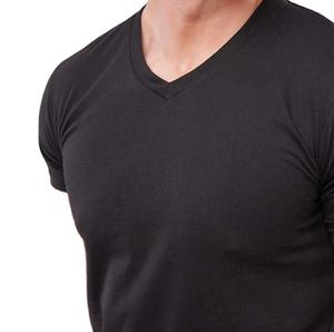 เสื้อยืดคอตตอน 100% พิมพ์โลโก้ตามสั่ง สำหรับผู้ชาย ทรงหลวม แห้งเร็ว สวมใส่สบาย บริการ OEM ระบายอากาศได้ดี คอวี เสื้อยืดแบบกำหนดเองได้ - Product Image 2