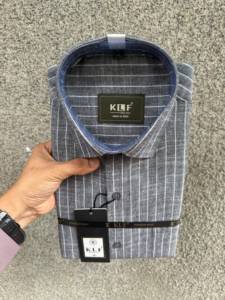 เสื้อเชิ้ตผู้ชายไซส์ XL ผ้าฝ้ายสั่งทำขายส่ง - เสื้อเชิ้ตแขนยาวลายทางสไตล์ลำลองสำหรับฤดูใบไม้ผลิแบบกระดุมแถวเดียว - Product Image 5