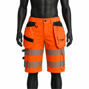 Shorts de travail haute visibilité avec bandes réfléchissantes et multiples poches, vêtements de sécurité, support OEM - Product Image 1