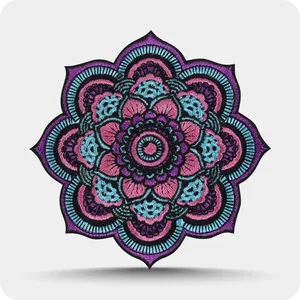 Eco-Friendly Canvas Flower Shape Embroidered <b>Patch</b> with Pink Purple Blue Design Custom <b>Sew</b>-<b>On</b> Applique for Cloth Decoration - Product Image 1