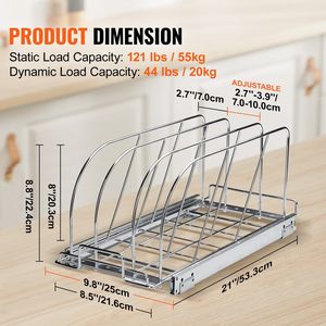 Support de rangement extensible pour casseroles et poêles de cuisine réglable de 8.5 pouces W Organisateur d'armoire porte-couvercle en acier Plaque à biscuits Plateau de cuisson pour casseroles - Product Image 3