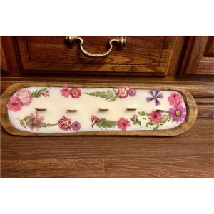 Cuenco de Cera con Flores Secas de Lujo al por Mayor |   Vela Decorativa de Madera con Múltiples Mechas para Recuerdos de Boda y Día de la Madre |   Tazón para Masa Premium - Product Image 2