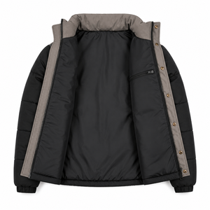Chaqueta gruesa acolchada de poliéster para hombre, estilo urbano con bloques de color, ribete reflectante y cierre de cremallera, para invierno, venta al por mayor - Product Image 5