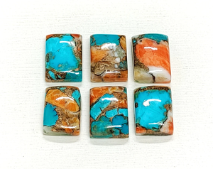 Cabochon en turquoise cuivrée de forme baguette, 14*10 mm, 100% PIERRE PRÉCIEUSE NATURELLE, pour la création de bijoux, au prix de gros. - Product Image 2
