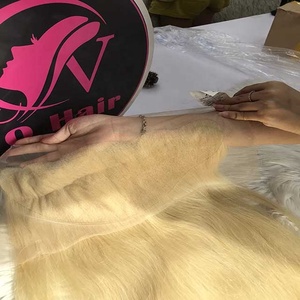 Venta al por mayor de pelo humano original de color rubio peluca recta natural 100% extensiones de cabello humano peluca frontal de la máquina - Product Image 2