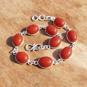 สร้อยข้อมือปะการังอัญมณีชุบเงินทำด้วยมือเครื่องประดับบูติกขายส่ง - Product Image 6