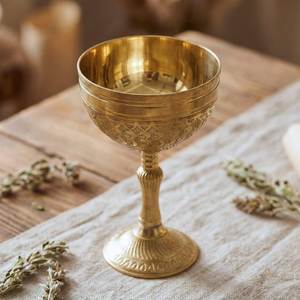 Calice en laiton élégant, gobelet orné fait main, tasse à boire vintage, décoration de table, style médiéval, artisanat traditionnel classique - Product Image 5