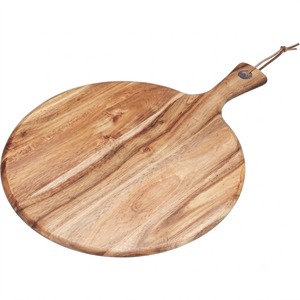Planche à découper ronde en bois de qualité supérieure avec poignée, vente en gros, écologique, spatule à pizza, plateau de service pour fromages et charcuteries - Product Image 1