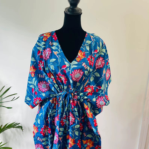 Hand Block <b>Kaftan</b> Multi Color Wholesale Price New Printed Cotton <b>Kaftan</b> Free Size Sexy <b>Kaftan</b> Night Dress Women Sleepwear - Product Image 1