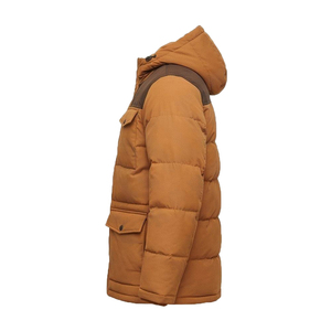 Parka à capuche marron pour homme avec poches, fermeture éclair, décontractée, résistante à l'eau, en toile, épaisseur standard, longueur longue, coupe droite - Product Image 3