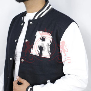 Custom Made Black <b>White</b> Letterman <b>Jacket</b> Contrast Sleeves Soft Fabric Modern Street Style For <b>Men</b> - Product Image 4