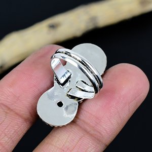 Bague de créateur unique en laiton, ajustable, faite à la main, avec pierre précieuse turquoise naturelle, style traditionnel - Product Image 3