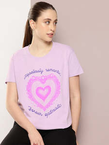 Women's Purple Boxy Fit Screen Printed T-Shirt Comfortable Soft Cotton Fabric Women's T-Shirts Eco-Friendly Custom Logo Print - Product Image 5