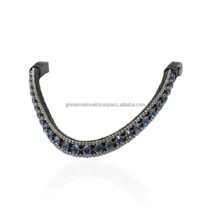 Diadema de Cuero Negro de Primera Calidad para Montar a Caballo, Excelente Relación Calidad-Precio con Acolchado Suave y Cristales para Equitación - Product Image 3