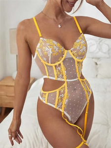 Combinaison en dentelle à décolleté plongeant avec logo personnalisé pour femmes, lingerie sexy, tenue mature pour femmes, vêtements de nuit, tenue confortable pour tous les jours - Product Image 5