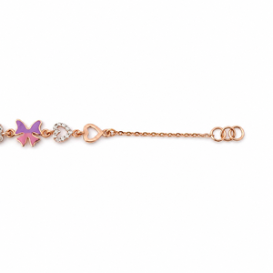 สร้อยข้อมือรูปหัวใจผีเสื้อทอง 18k ประดับเพชรคิวบิกเซอร์โคเนียสีชมพู ขัดเงาอย่างดี เครื่องประดับแฟชั่นสำหรับผู้หญิง สวมใส่ได้ทุกวัน ของขวัญสำหรับงานปาร์ตี้ - Product Image 4