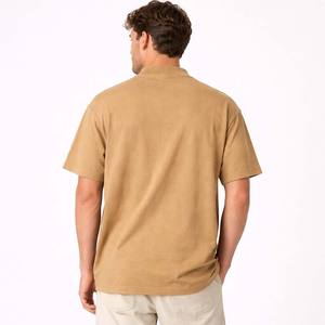 Camiseta de Algodón Beige para Hombre, Cuello Redondo, Estilo Casual, Minimalista, Básica, para Verano - Product Image 4