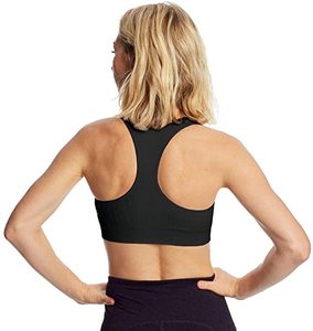 Women's Seamless Sports <b>Bra</b> Scoop Neck Racerback Medium Support Yoga Fitness Black Solid <b>Stretch</b> Breathable Quick Dry - Product Image 6