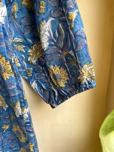 Tunique décontractée à imprimé floral, col profond avec fermeture à cordon, robe longue maxi tissée à la main, haut brodé pour l'extérieur - Product Image 5