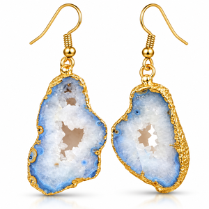 Nuevos Pendientes Colgantes de Plata con Rodajas de Geoda Rosa y Druzy para Mujer, Joyería de Alta Calidad a Precio Mayorista - Product Image 3