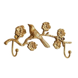 Hot Selling Elegant Golden Floral Bird <b>Wall</b> <b>Hook</b> Decorative Coat Hanger Organizer Home Stylish Durable Practical Unique - Product Image 1