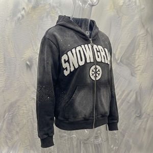 เสื้อแจ็คเก็ตผ้าฝ้ายฟลีซสำหรับผู้ชาย Snow Grace แบบมีฮู้ด ซิปหน้า ลายพิมพ์ตัวอักษร ทรงปกติ เหมาะสำหรับฤดูหนาว - Product Image 4