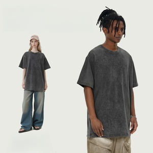 Acid Wash Custom logo 100%Cotton 260GSM Streetwear Heavyweight Drop Shoulder Vintage t Shirt Acid Wash Acid Wash T-Shirt Vintage - Product Image 2