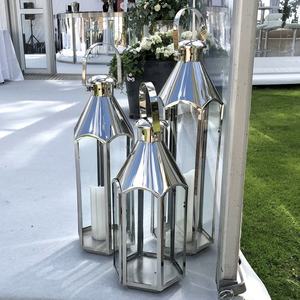 Lanterne à bougie portable en acier inoxydable de haute qualité, durable, moderne, en métal et verre, avec finition brillante, lanternes à bougie suspendues - Product Image 6